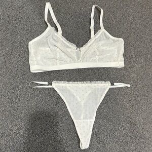 Colsie White Mesh Bralette and Panty Set